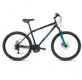 Велосипед FORWARD 26 ALTAIR MTB HT 2.0 DISK, 18ск., 2019-2020, (рама 17) темно-синий/бирюзовый